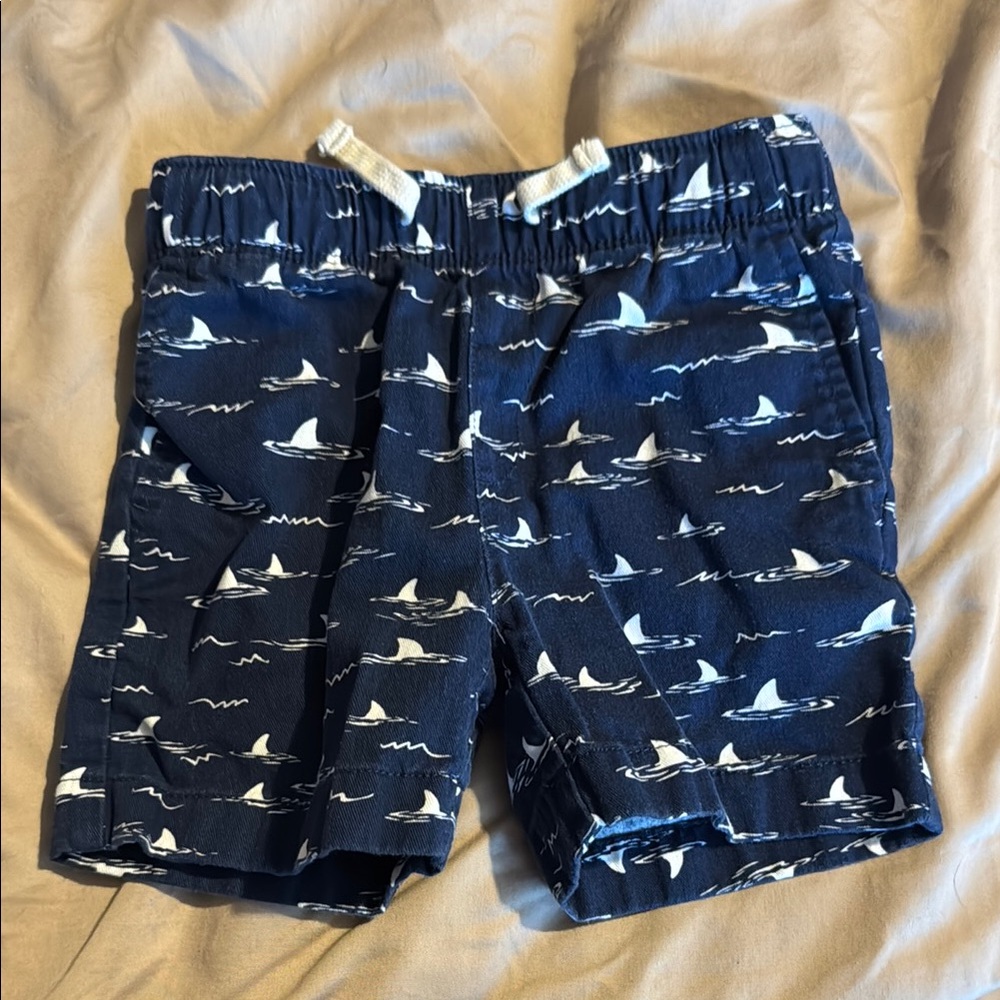 Navy Blue Kids Shorts with Whale Print